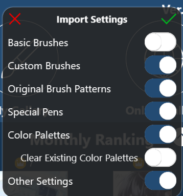 Import settings